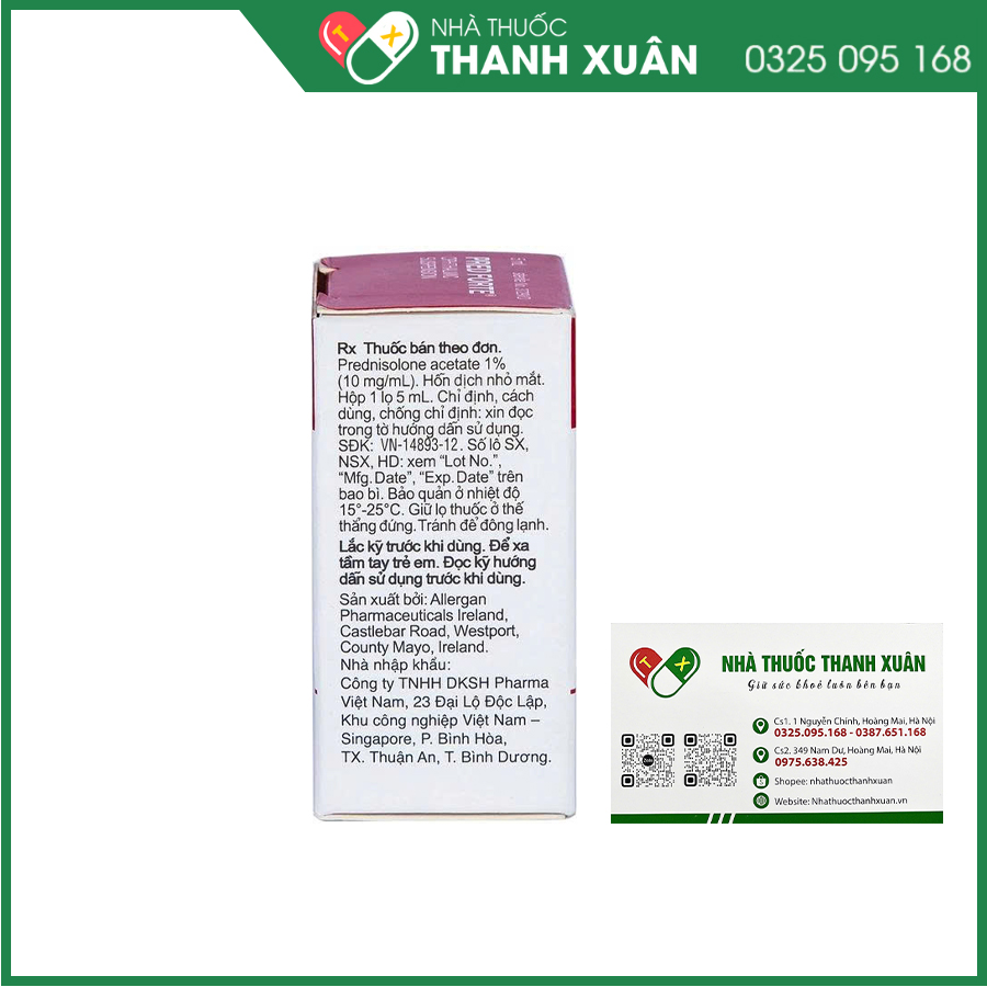 Pred Forte thuốc điều trị chứng viêm đáp ứng với steroid trong viêm mí mắt và kết mạc nhãn cầu, viêm giác mạc và phân thùy trước nhãn cầu